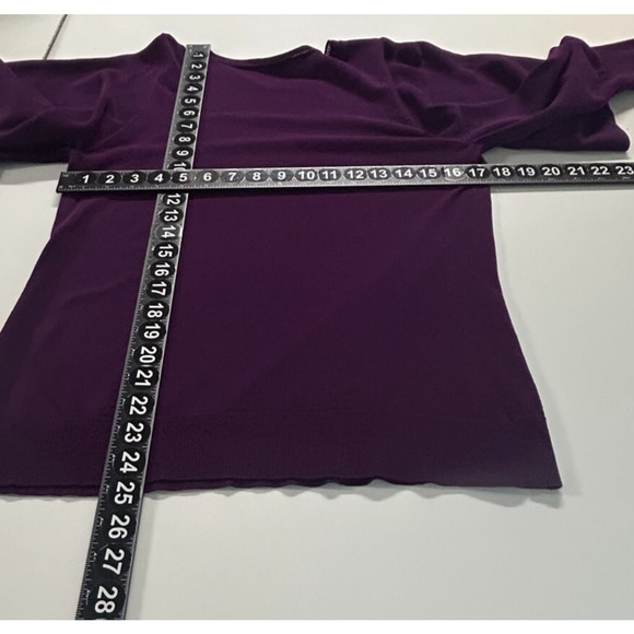 Cabi Peek Pullover Sweater Womens Medium Purple Flutter Split Sleeve Modal Blend - Picture 7 of 11